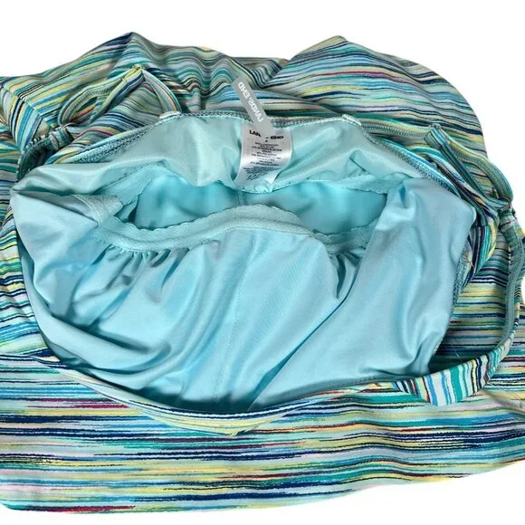 Lands End Women’s Tummy Control One Piece Swim dress Aqua Space Dye Size 8 - Picture 9 of 14